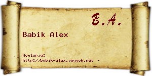 Babik Alex névjegykártya